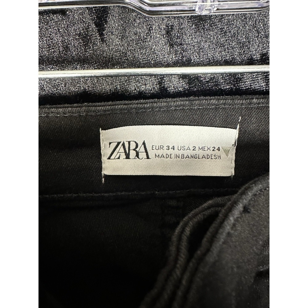 Zara Pants Womens 2 Black Pockets Stretch Skinny Fit Zippers Casual - Picture 4 of 8